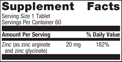 Zinc A.G. 20 mg 60 tabs Curated Wellness