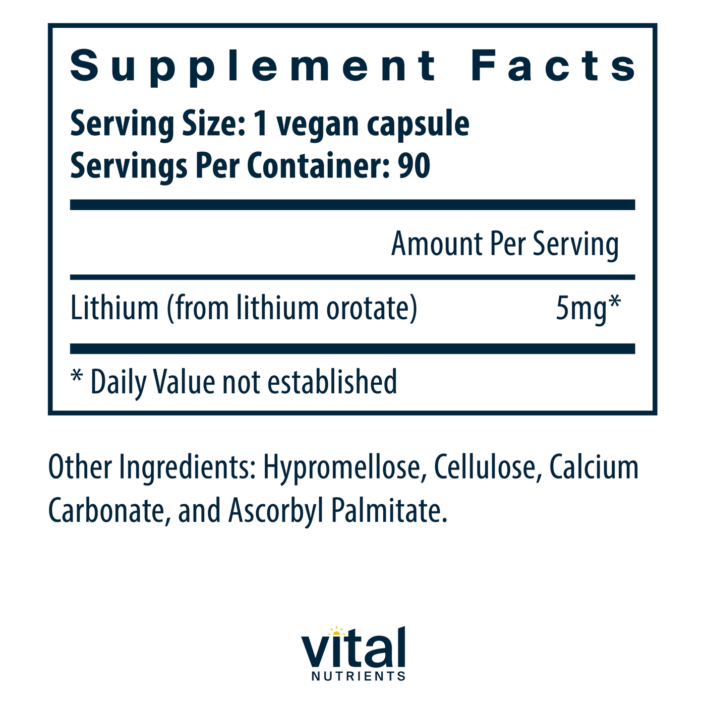 Lithium (orotate) 5 mg  Curated Wellness