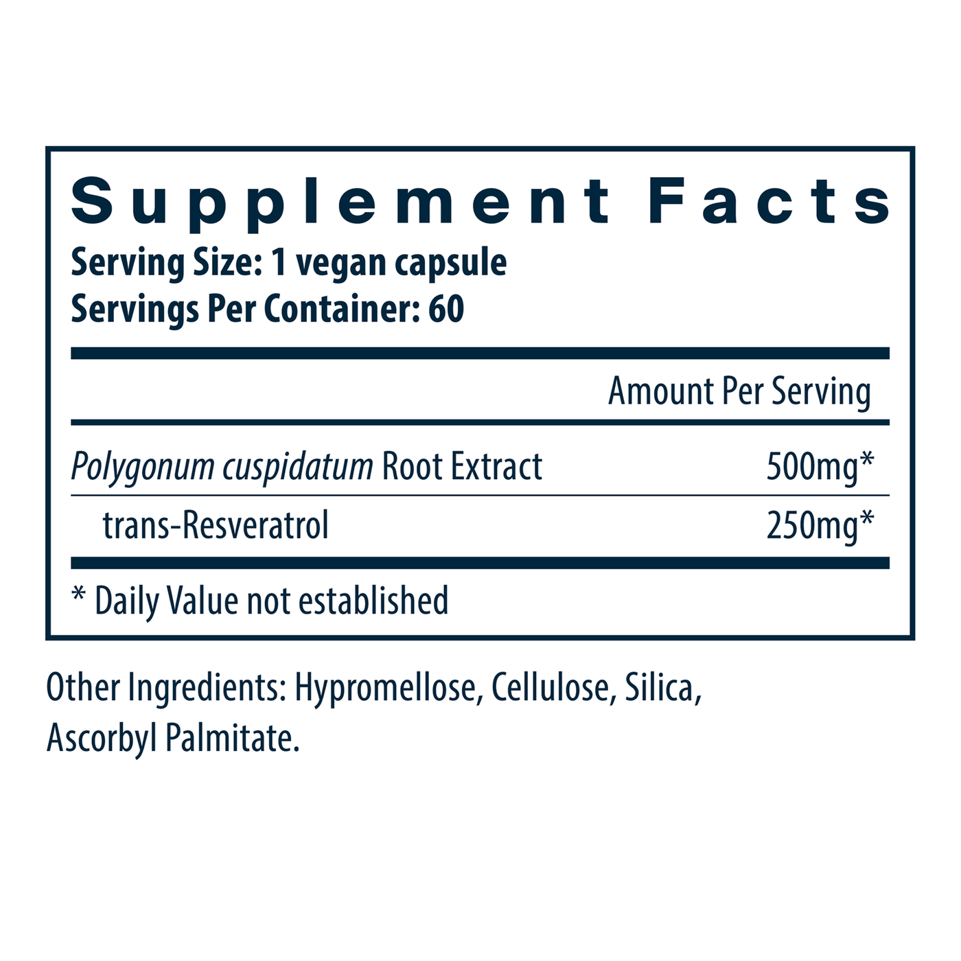 Resveratrol 500mg 60 vcaps Curated Wellness