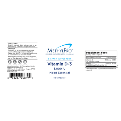 Vitamin D-3, 5,000 IU 90c Curated Wellness