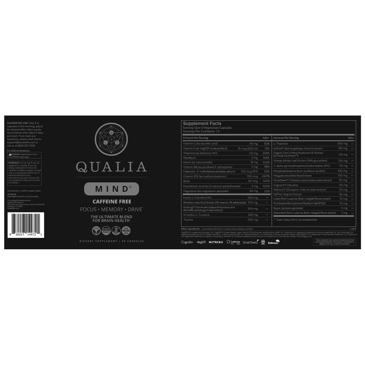 Qualia Mind  Caffeine Free Curated Wellness