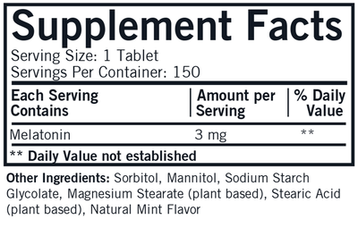 Melatonin Chewable 3 mg 150 tablets Curated Wellness