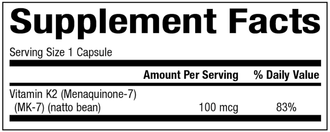 Vitamin K2 100mcg 90 vcaps Curated Wellness