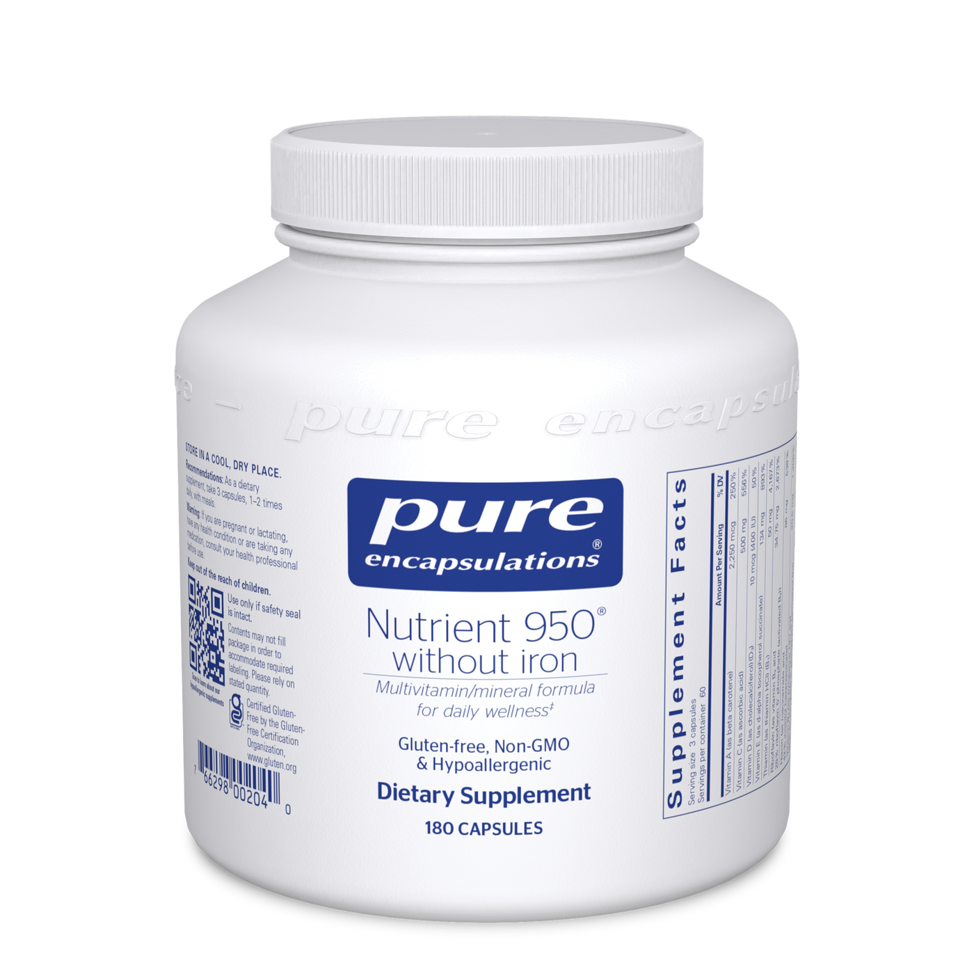 Nutrient 950 w/o Iron 180 vcaps Curated Wellness