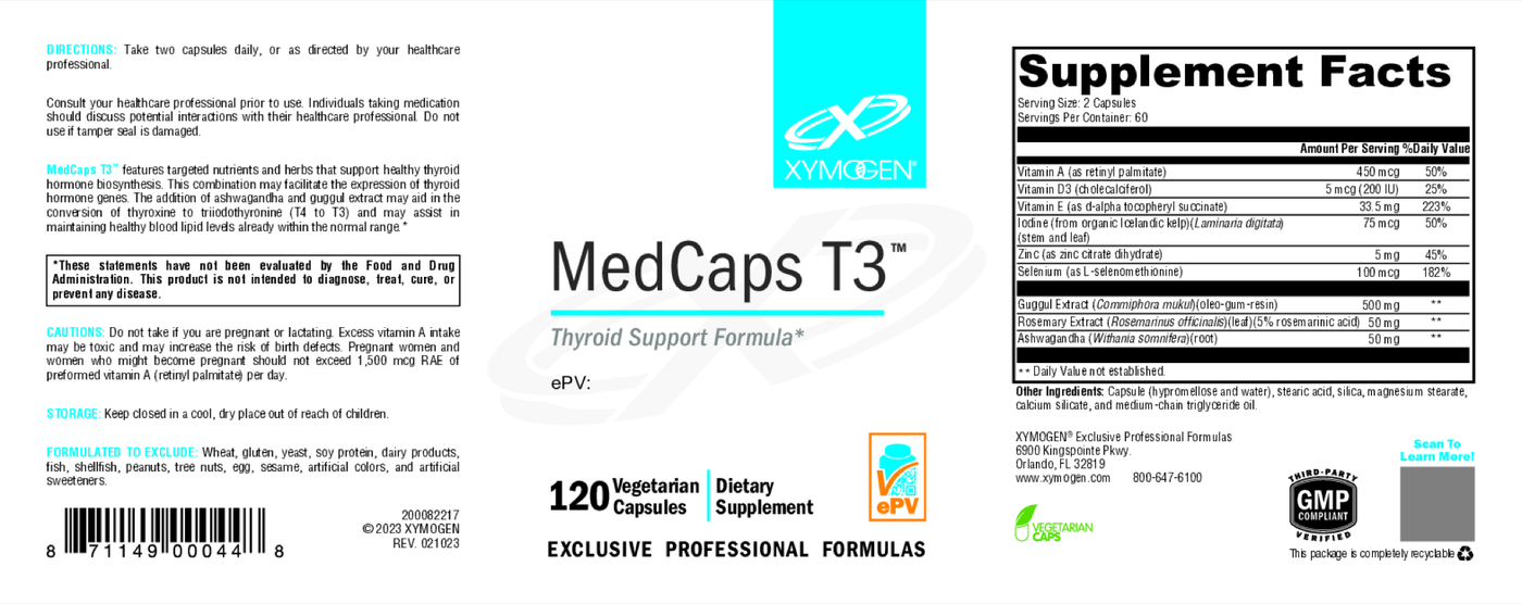 MedCaps T3 120 Capsules Curated Wellness