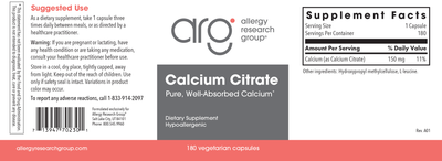 Calcium Citrate 150 mg 180 caps Curated Wellness