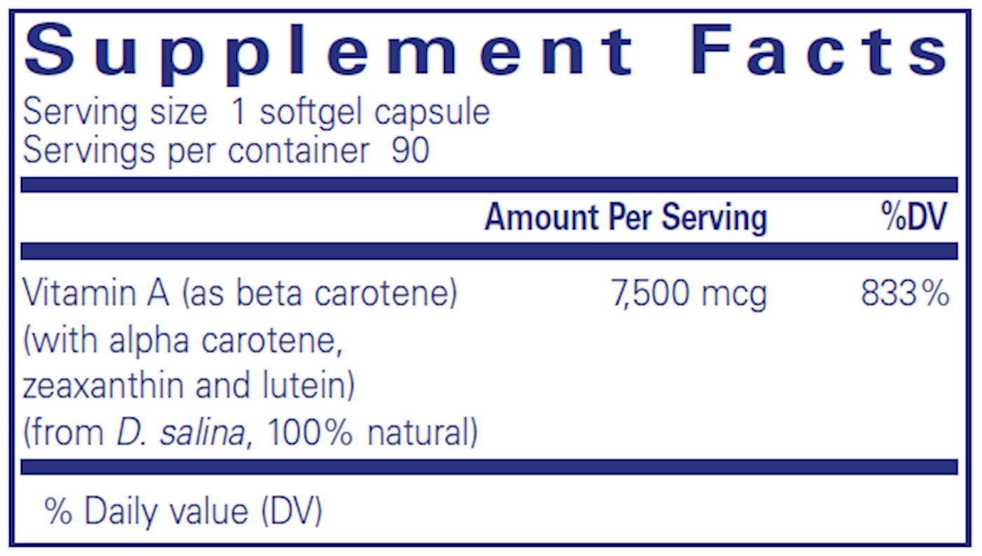 Beta Carotene 7,500 mcg 90 gels Curated Wellness