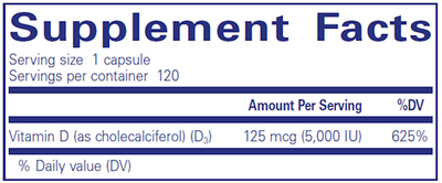 Vitamin D3 5000 IU 120 vcaps Curated Wellness