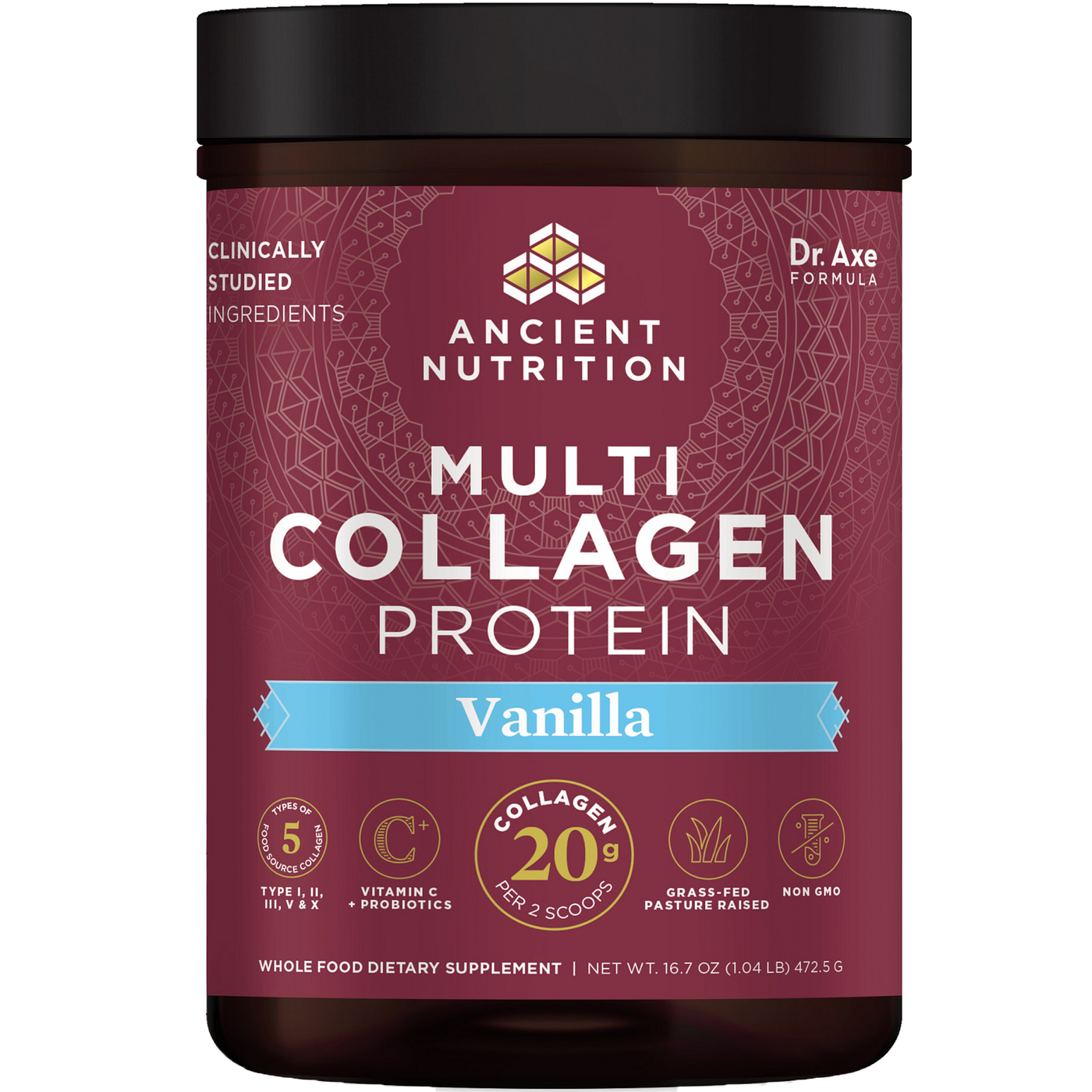 Multi Collagen Vanilla Powder 45 Serv Curated Wellness