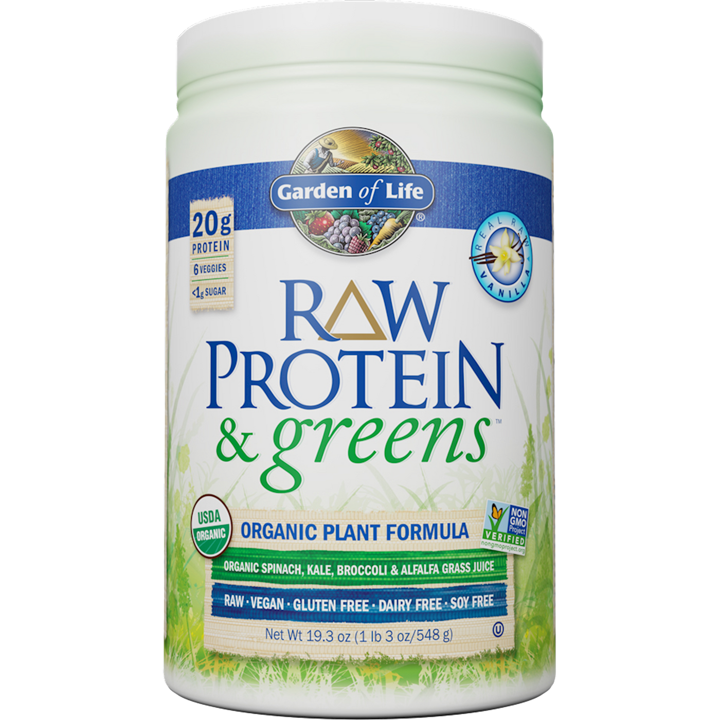 RAW Protein and Greens Vanilla 20 serv Curated Wellness