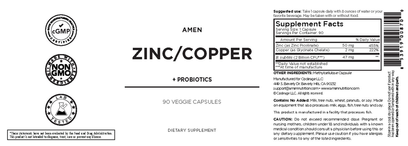 Zinc/ Copper + Probiotics  Curated Wellness