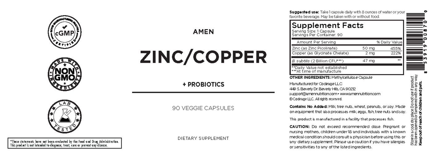 Zinc/ Copper + Probiotics