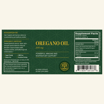 Oregano Oil 200 mg 60 caps Curated Wellness