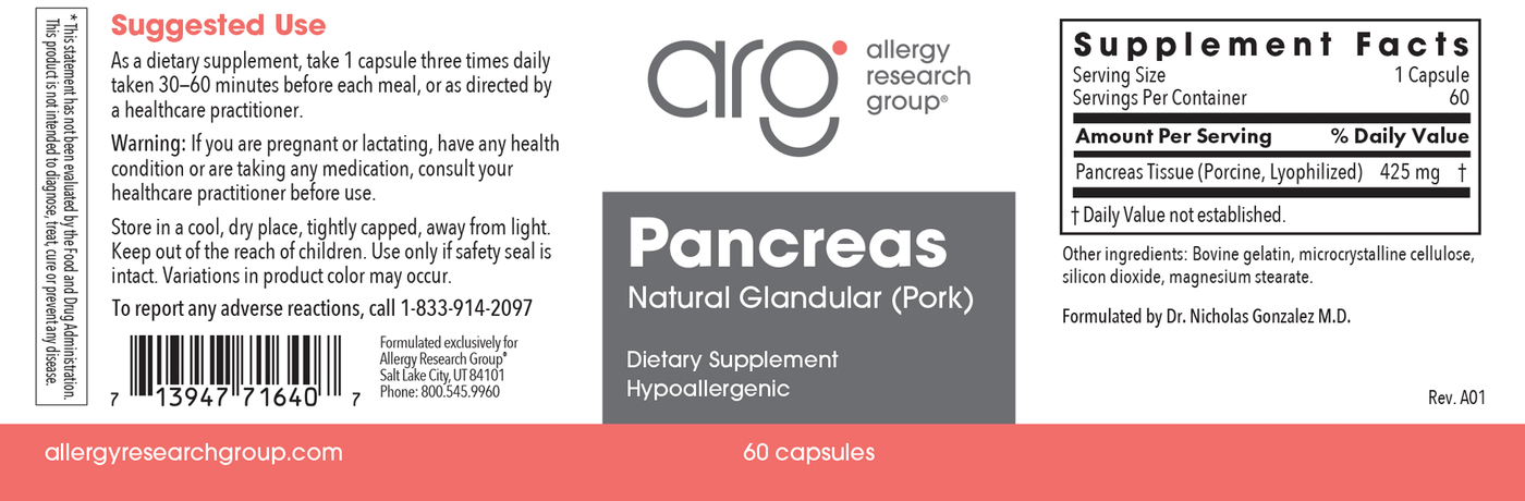 Pancreas Pork 425 mg 60 cap Curated Wellness