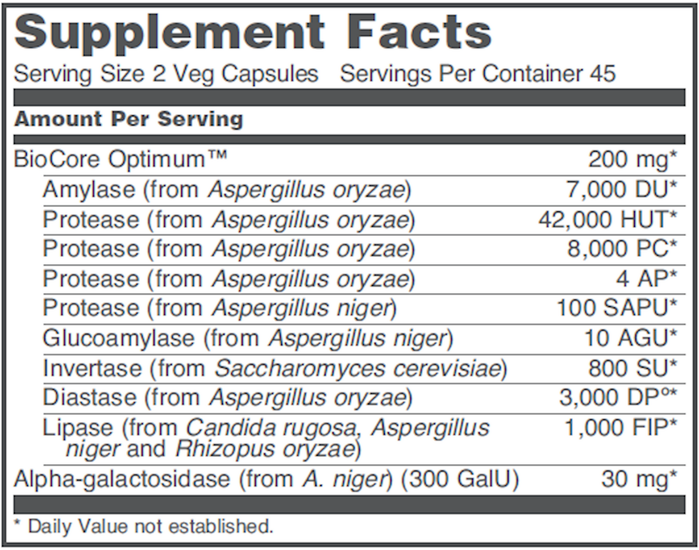 BioCore Enhanced Enzymes 90 vcaps Curated Wellness