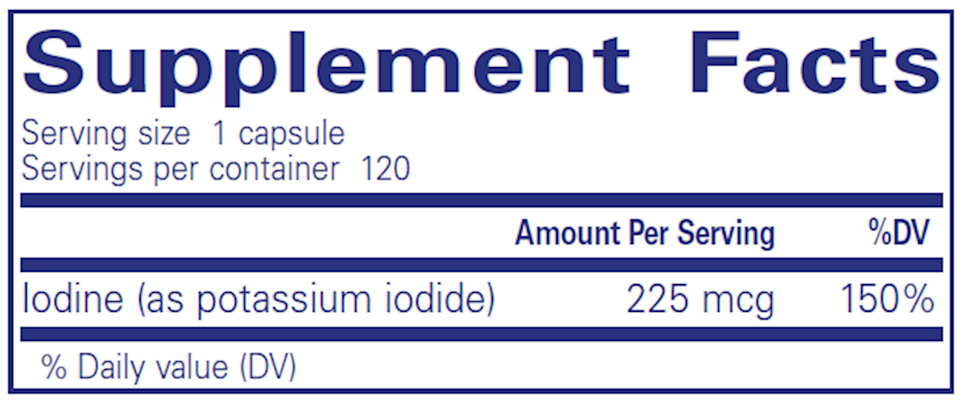 Iodine (potassium iodide) 120 caps Curated Wellness