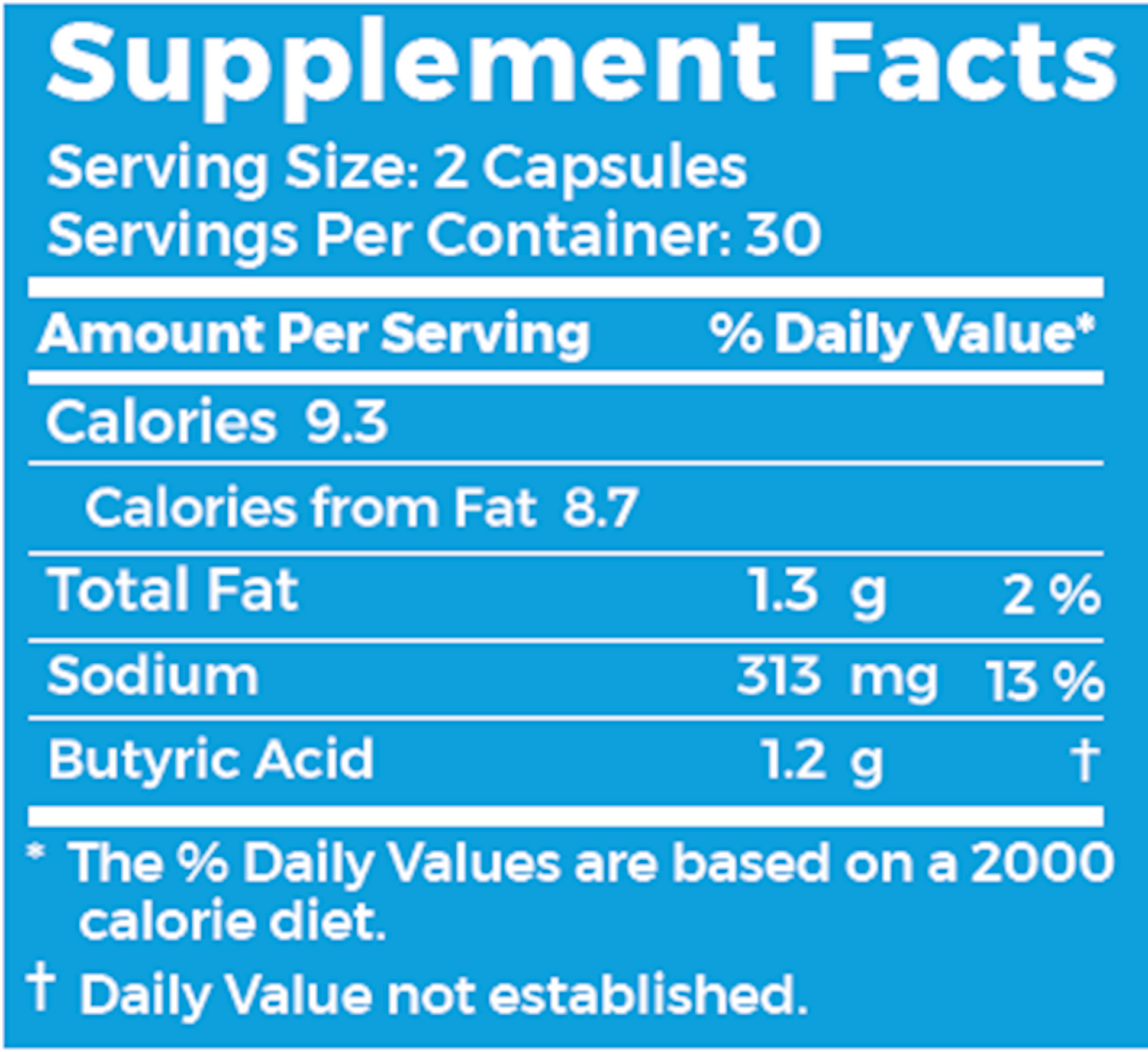 Sodium Butyrate 600 mg  Curated Wellness