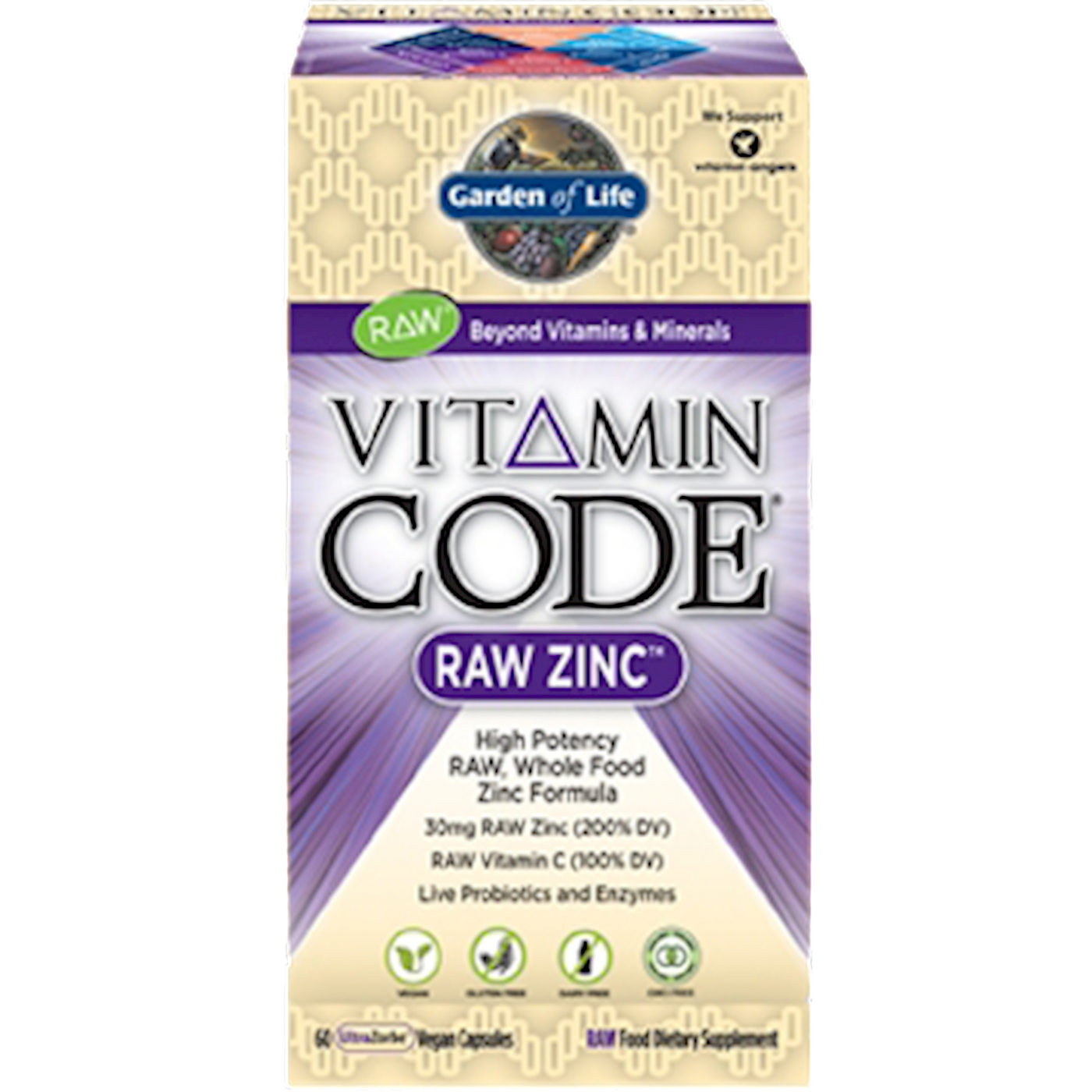 Vitamin Code RAW Zinc 60 vcaps Curated Wellness