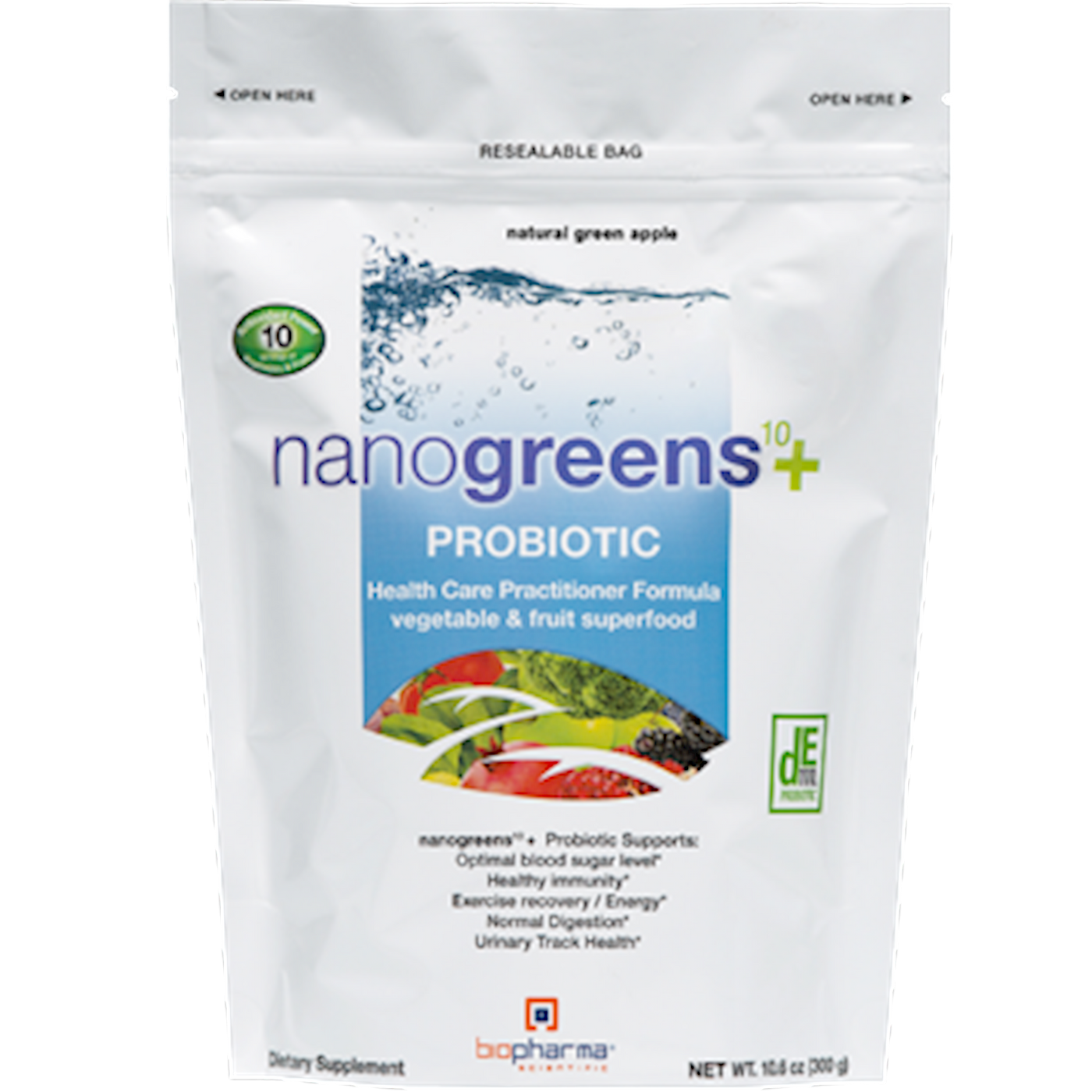 nanogreens10+probiotic Green App 30 srv Curated Wellness