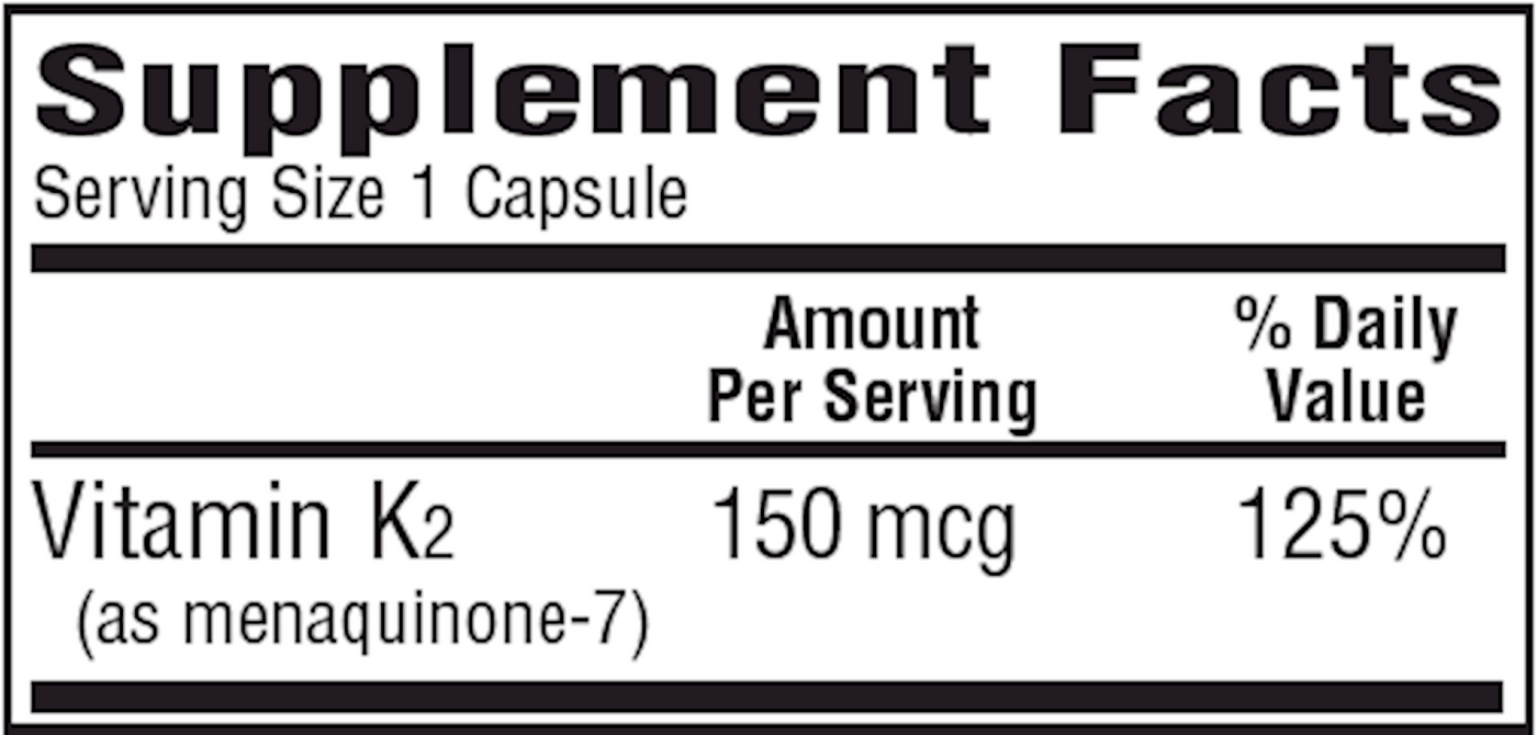 MK-7 (Vitamin K2) 150 mcg 100 vcaps Curated Wellness